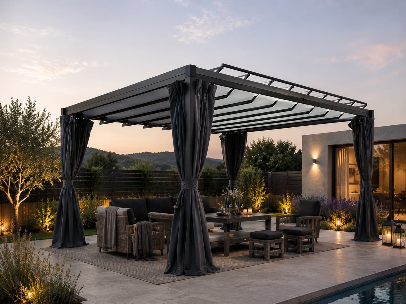 Jopergola Essentiel — pergola bioclimatique à lames orientables installée au Luxembourg